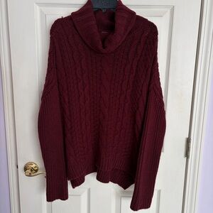 Charlotte Russe Maroon Cable Knit Cowl Neck Sweater